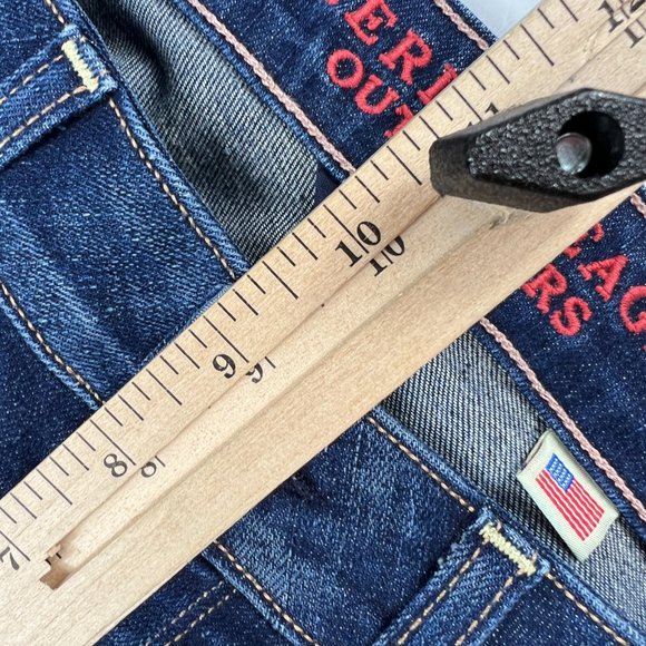 American Eagle Jean Women 8 Skinny Dark Blue Whisker Cone Stretch Denim USA Made - Picture 16 of 16